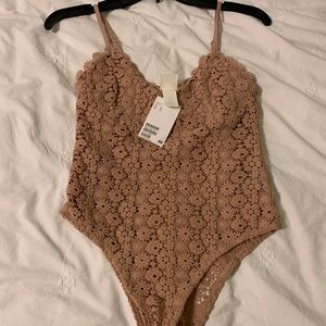 NWT H&M blush lace bodysuit